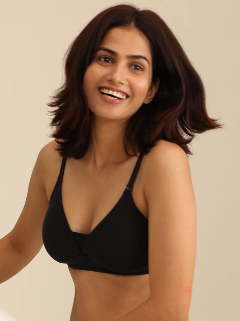 NYKD (NYB003 Cotton Lightly Padded & Non Wired Everyday T-Shirt Bra for Women | Medium Coverage Bra with Soft Detachable Straps | Ideal for All Day Comfort - Black - Image 4