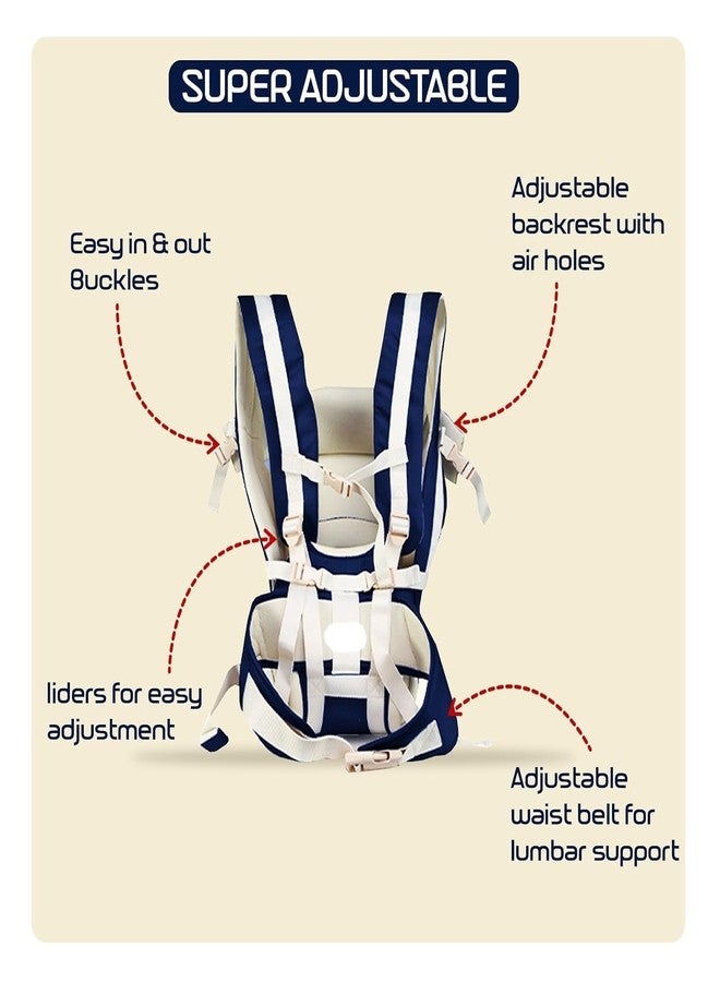 HCN 4-in-1 Adjustable Baby Carrier Cum Kangaroo Bag | Multiple Carry Positions: Front, Back, Hip - Comfortable & Adjustable with Safety Belt and Buckle Straps (Blue) (pcs 1) (Pack of 1) - Image 3