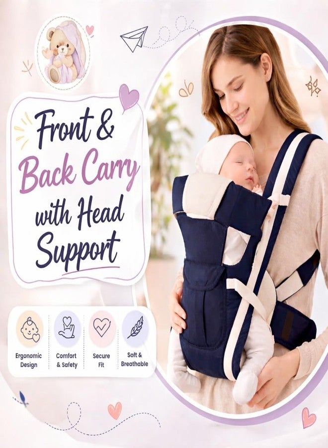 HCN 4-in-1 Adjustable Baby Carrier Cum Kangaroo Bag | Multiple Carry Positions: Front, Back, Hip - Comfortable & Adjustable with Safety Belt and Buckle Straps (Blue) (pcs 1) (Pack of 1) - Image 5