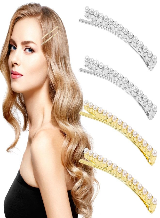 Benefree 4Pcs Pearl Hair Clips for Women,Hair Clover Clips for Thick Thin Hair, Girls/Women Hair Accessories for Styling Sectioning,Hair Barrettes for Women Hair Making Salon Supplies Hair Accessories - Image 1