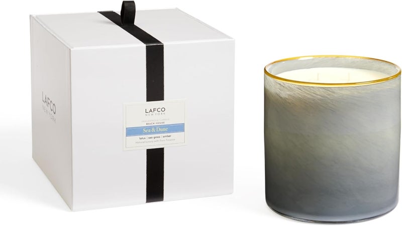 Lafco New York LAFCO New York Luxe 4-Wick Candle, Sea & Dune - 86 oz - 200-Hour Burn Time - Reusable, Hand Blown Glass Vessel - Made in The USA 