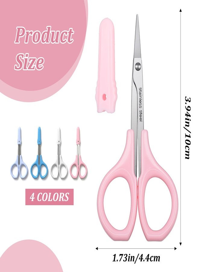 مقص حواجب من BOHUIZ، 4 قطع، مقص تجميل منحني لتشذيب الحواجب - Image 4