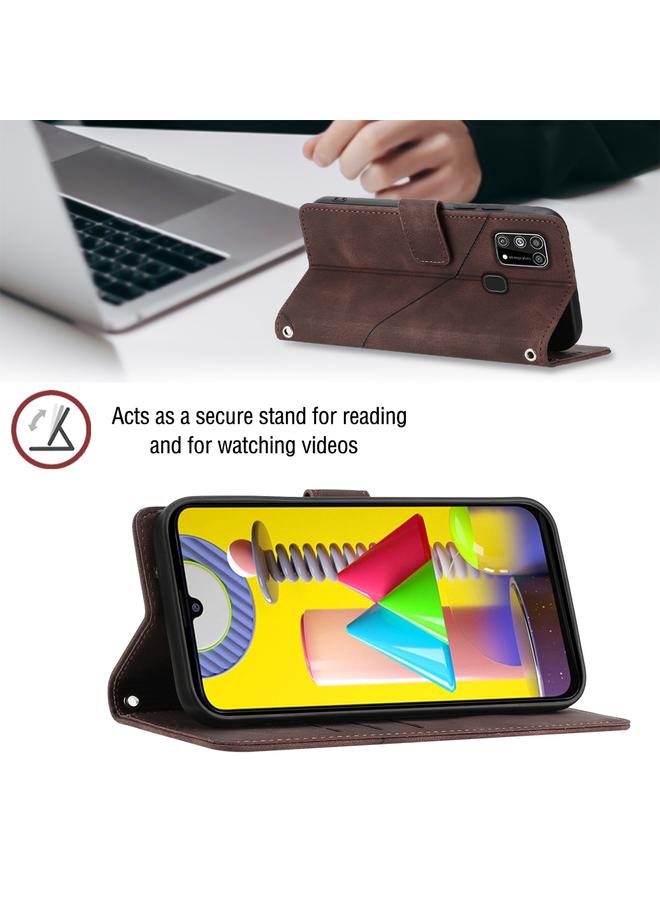 اس-توب جراب لهاتف Samsung Galaxy M31 / F41 / M21s جراب هاتف من الجلد المنقوش بملمس الجلد - Image 4