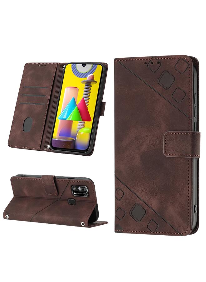 اس-توب جراب لهاتف Samsung Galaxy M31 / F41 / M21s جراب هاتف من الجلد المنقوش بملمس الجلد - Image 1