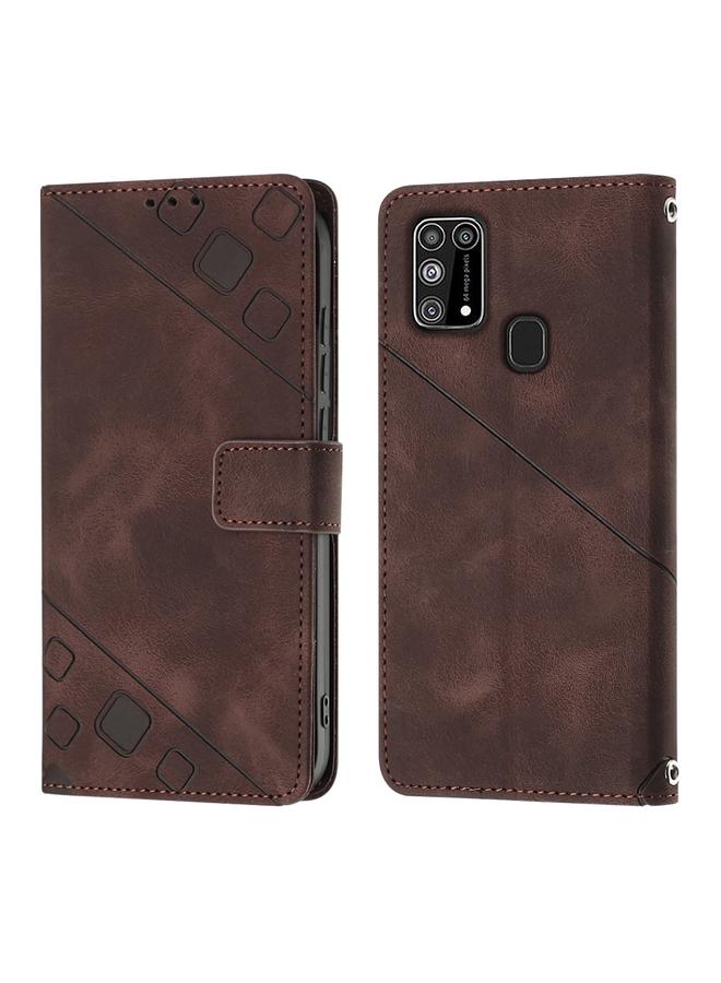 اس-توب جراب لهاتف Samsung Galaxy M31 / F41 / M21s جراب هاتف من الجلد المنقوش بملمس الجلد - Image 2