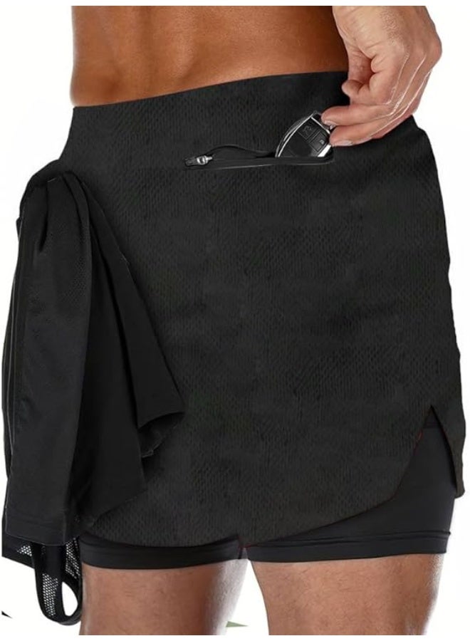 VITION Gym Shorts for Men, Men's Activewear Running Shorts,Drawstring Gym Shorts Men, 2 Layer Loose Athletic Shorts with 4 Pockets (Medium, Black) - Image 3