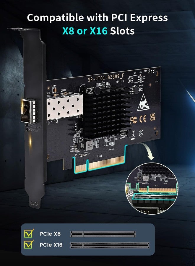NICGIGA 10Gb SFP PCI-e Network Card, 82599(X520-DA1) Controller, 10Gbps Ethernet Adapter, 10Gbe SFP+ Port, 10G NIC Card, Support Windows/Windows Server/VMware - Image 3