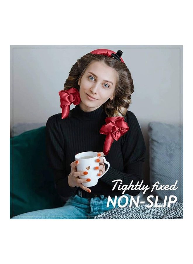 NIBEMINENT Sponge Heatless Curl Hair Ribbon Set Red - Image 3