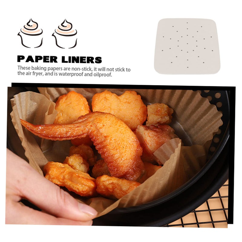 White Non Stick Air Fryer Paper Liners 200 Pcs Oil Proof Parchment Baking Sheets Grease Resistant Cooking Supplies - Image 3