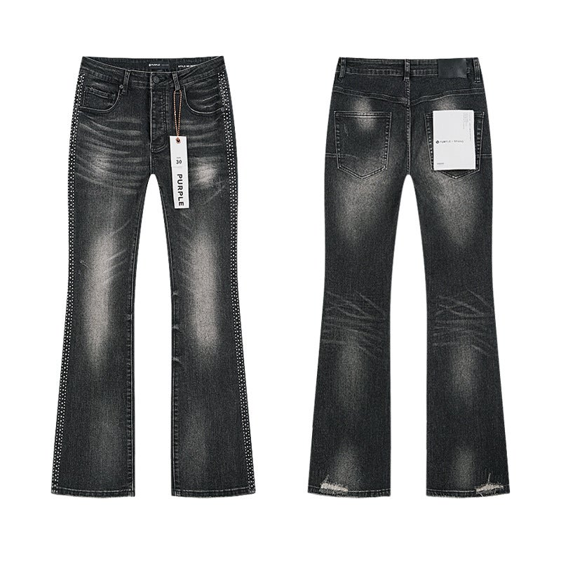 Spring And Style Purple Splash-Ink Ripped American High Street Skinny Jeans Unisex - Image 5