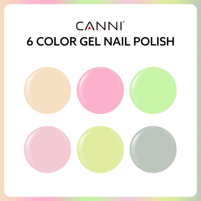 CANNI 6Pcs 9ml Pastel Gel Nail Polish Set- Pink Green Gel Polish Kit Candy Colors DIY at Home Salon Christmas New Year's Gifts for Girls - Image 2