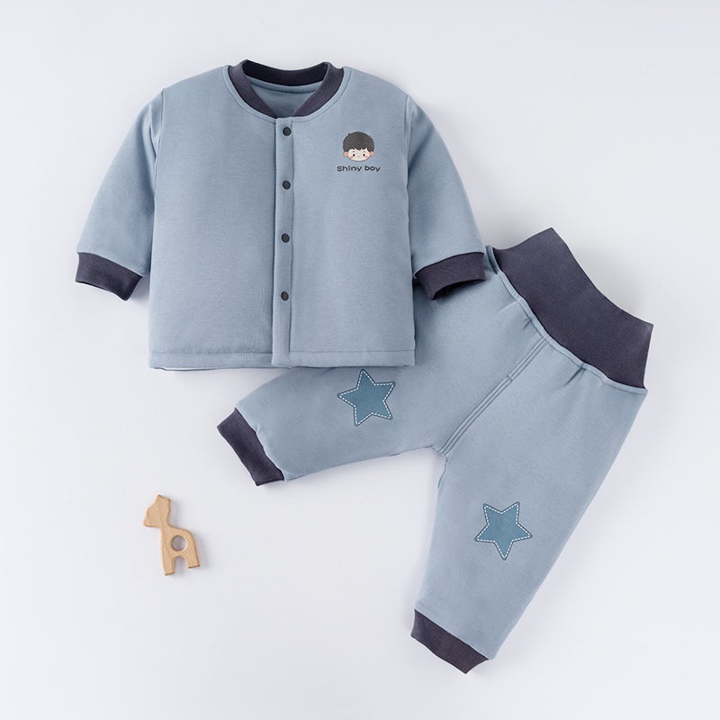 Baby Autumn Clothes Suit 140G Washed Cotton Children'S Split Boys' Baby Thermal Underwear Pants Cotton - Image 1