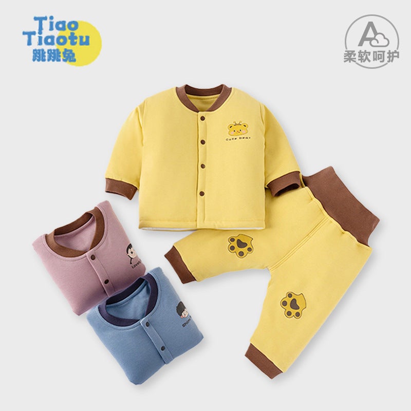 Baby Autumn Clothes Suit 140G Washed Cotton Children'S Split Boys' Baby Thermal Underwear Pants Cotton - Image 2