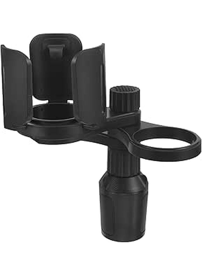Car Cup Holder Expander Tray With Drink And Snack Storage Universal Adjustable Stand For Phone Beverage Center Console Use Black - Image 1