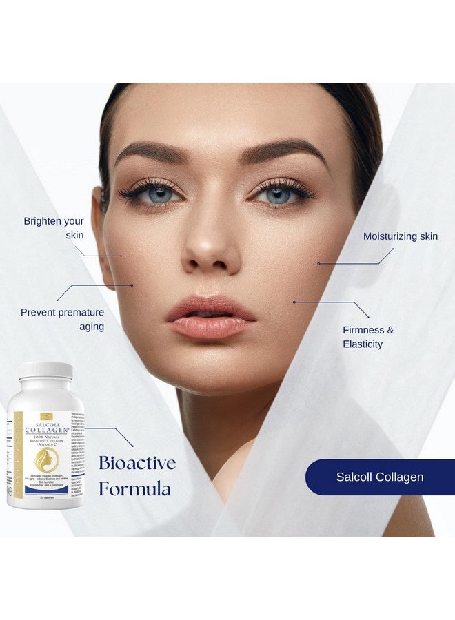 Salcoll Collagen كبسولات سالكول كولاجين للبشرة، كولاجين بحري نشط للبشرة والشعر والأظافر. مكمل للعناية بالبشرة مضاد للشيخوخة. يدعم إنتاج الكولاجين للنساء والرجال - 120 كبسولة، إمداد لشهر واحد - Image 4