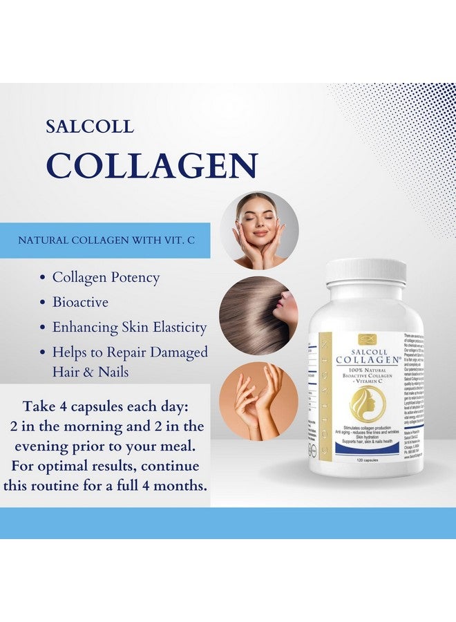 Salcoll Collagen كبسولات سالكول كولاجين للبشرة، كولاجين بحري نشط للبشرة والشعر والأظافر. مكمل للعناية بالبشرة مضاد للشيخوخة. يدعم إنتاج الكولاجين للنساء والرجال - 120 كبسولة، إمداد لشهر واحد - Image 5