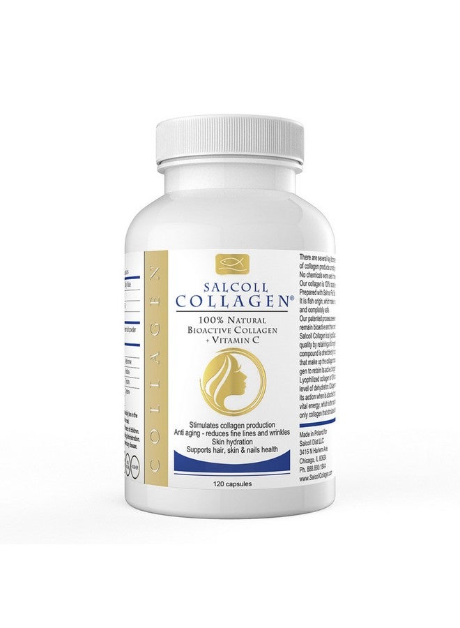 Salcoll Collagen كبسولات سالكول كولاجين للبشرة، كولاجين بحري نشط للبشرة والشعر والأظافر. مكمل للعناية بالبشرة مضاد للشيخوخة. يدعم إنتاج الكولاجين للنساء والرجال - 120 كبسولة، إمداد لشهر واحد - Image 1