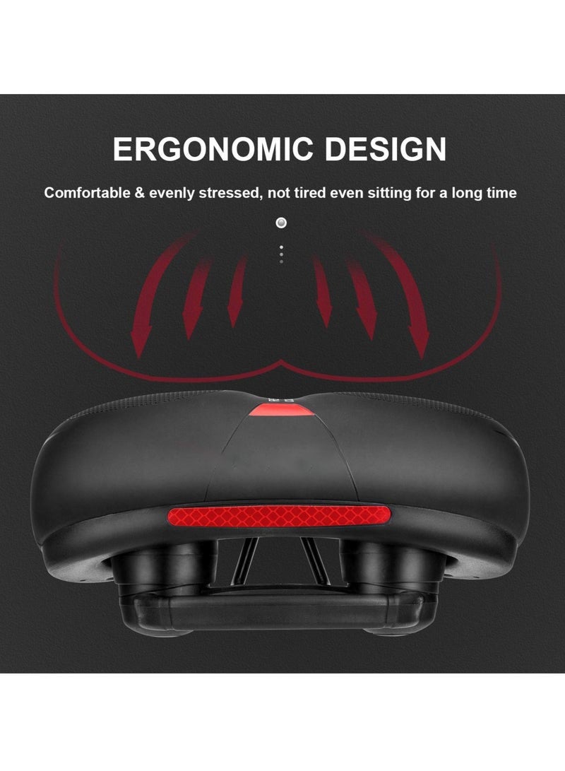 مقعد دراجة مريح للدراجة الجبلية مناسب للرجال والنساء مع بطانة عريضة ناعمة الملمس وممتصة للصدمات اضافة الى شريط عاكس - Image 4