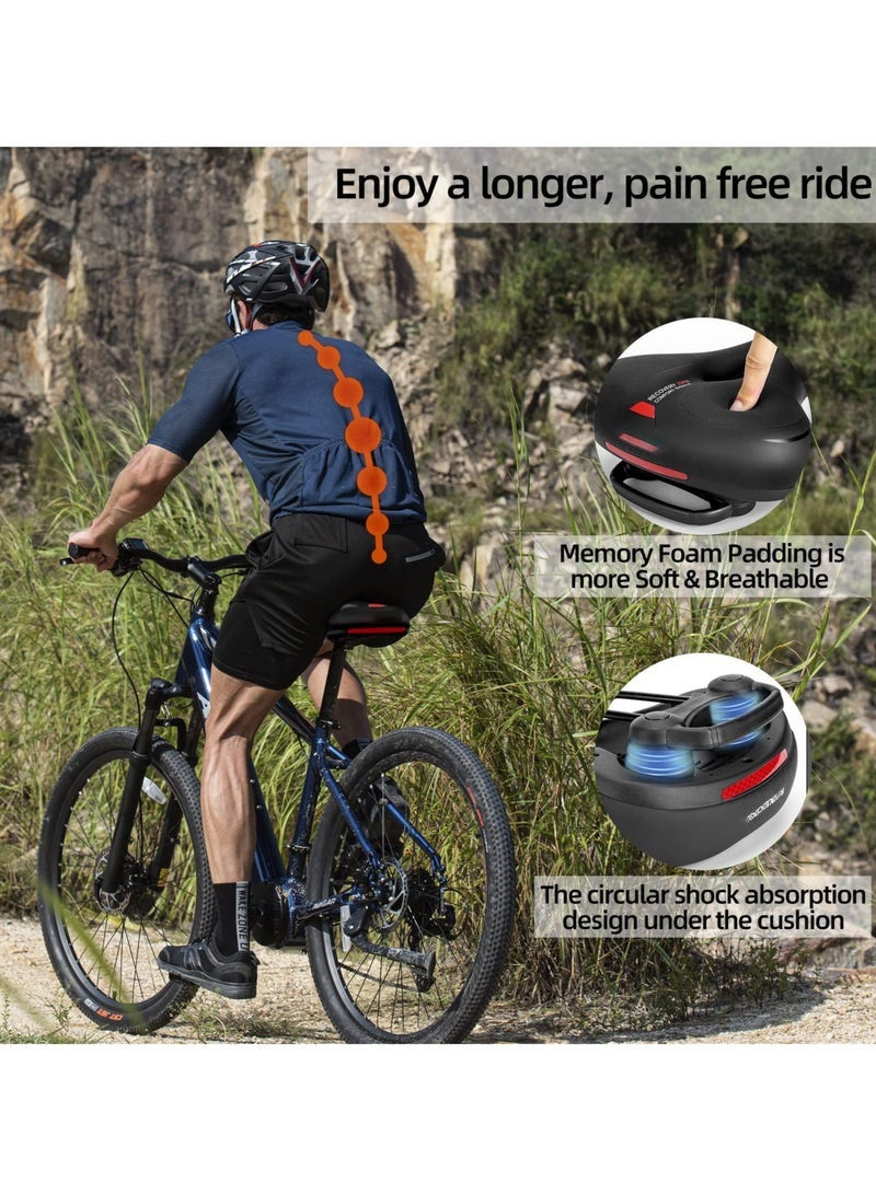 مقعد دراجة مريح للدراجة الجبلية مناسب للرجال والنساء مع بطانة عريضة ناعمة الملمس وممتصة للصدمات اضافة الى شريط عاكس - Image 5