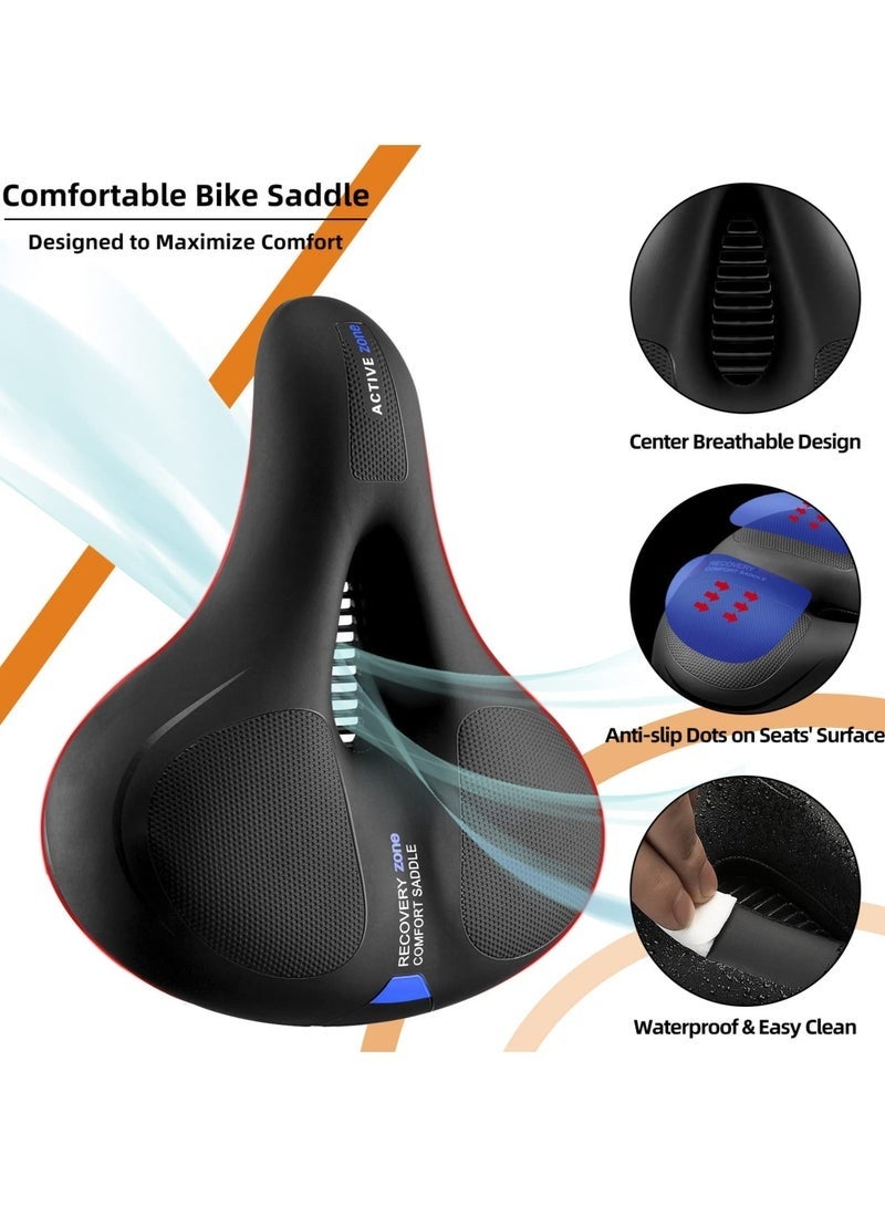 مقعد دراجة مريح للدراجة الجبلية مناسب للرجال والنساء مع بطانة عريضة ناعمة الملمس وممتصة للصدمات اضافة الى شريط عاكس - Image 3