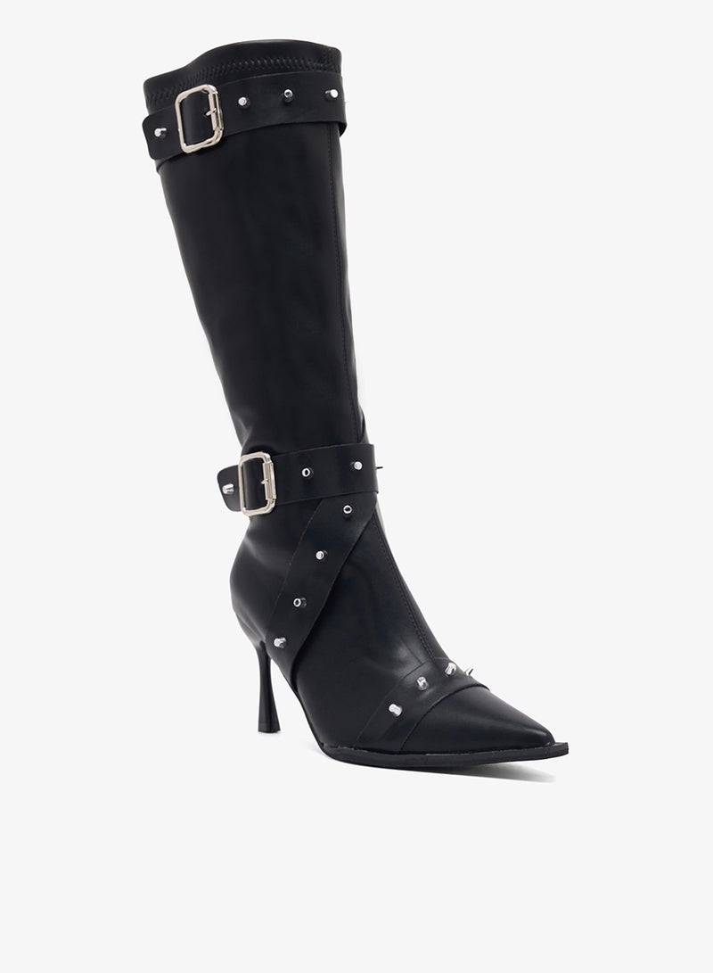 Ginger Pointed Toe Stiletto Heel Biker Boots - Image 2