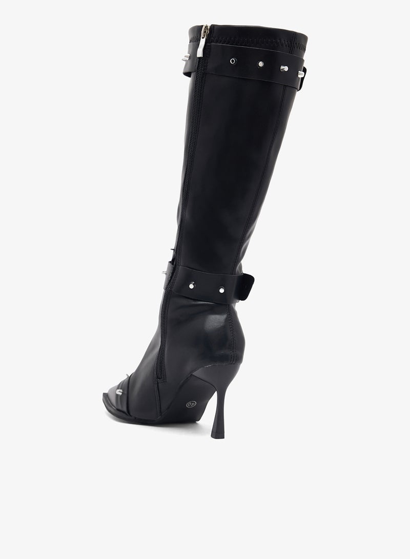 Ginger Pointed Toe Stiletto Heel Biker Boots - Image 3