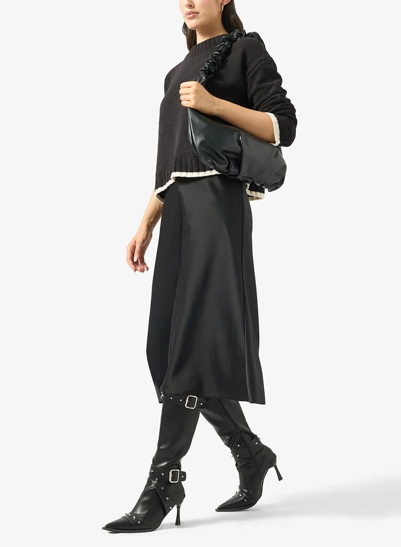 Ginger Black Pointed Toe Stiletto Heel Biker Boots for Women | Best Price UAE