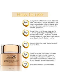 GLO24K UNLEASH THE POWER OF GOLD Glo24K Timeless Antiaging Cream With 24K Gold Potent Peptides And Vitamins Ace And Retinol  - Image 4
