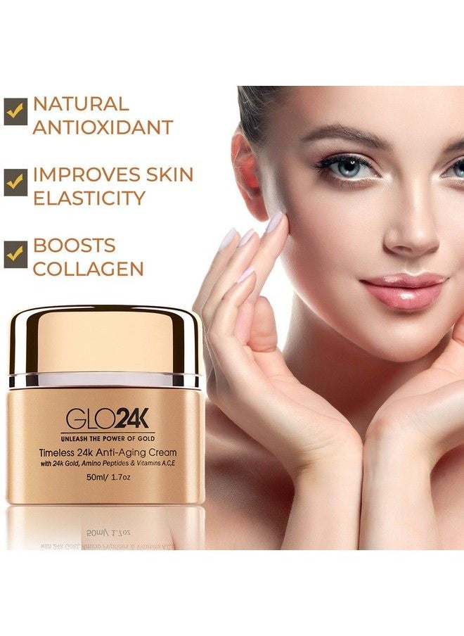 GLO24K UNLEASH THE POWER OF GOLD Glo24K Timeless Antiaging Cream With 24K Gold Potent Peptides And Vitamins Ace And Retinol  - Image 5