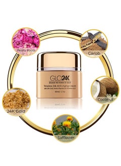 GLO24K UNLEASH THE POWER OF GOLD Glo24K Timeless Antiaging Cream With 24K Gold Potent Peptides And Vitamins Ace And Retinol  - Image 3