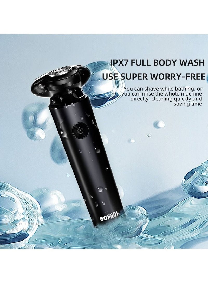 باميدي ماكينة حلاقة كهربائية شفرات ثلاثية عائمة رطبة وجافة ماكينة حلاقة منخفضة الضوضاء مقاومة للماء وتشذيب شعر الوجه أسود - Image 4