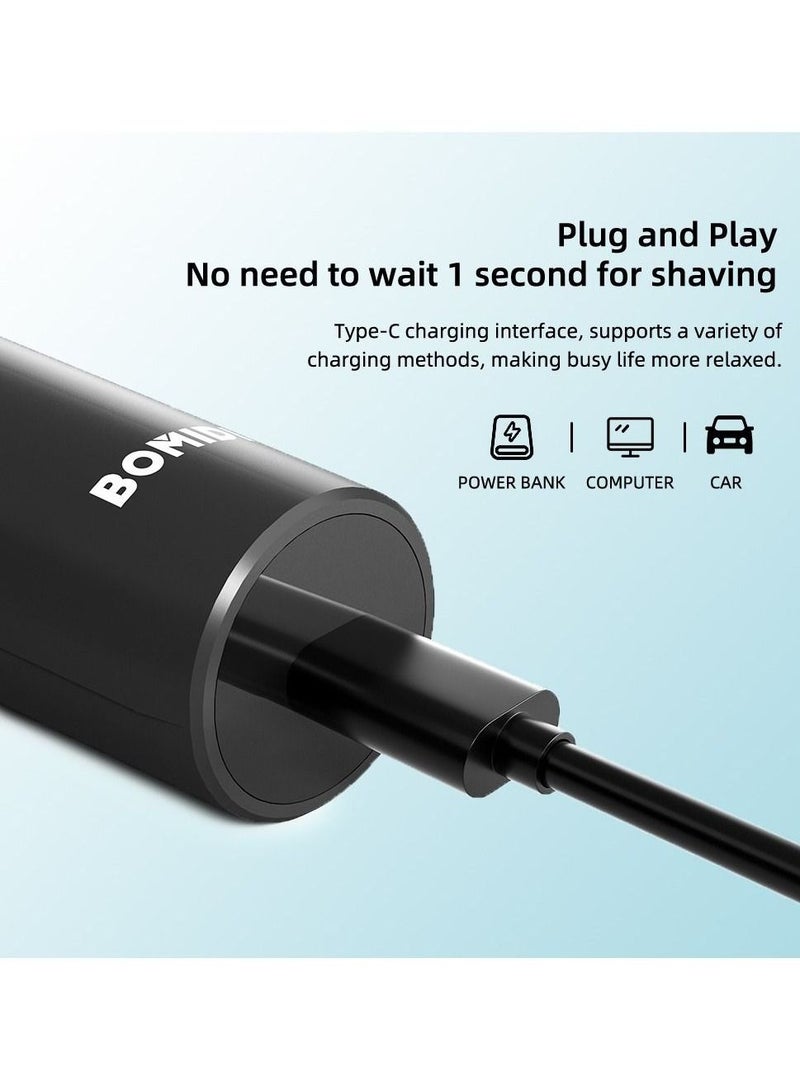 باميدي ماكينة حلاقة كهربائية شفرات ثلاثية عائمة رطبة وجافة ماكينة حلاقة منخفضة الضوضاء مقاومة للماء وتشذيب شعر الوجه أسود - Image 5