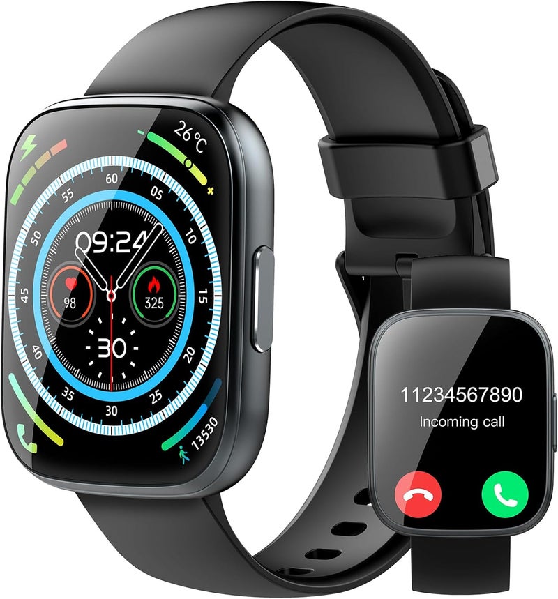 Puqo Smart Watch for Men Women Answer/Make Calls, 1.91" Touch smartwatch for men, 110+ Sports Modes with Heart Rate Sleep Monitor Step Counter, IP68 Waterproof Fitness Watch for Android IOS, Black - Image 1