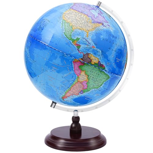 VAP World Globe for Children and Adults 13 inch Educational Spinning Earth Map with Stand SelfAssembled Interactive World Globes for Kids Learning Classroom Students Desk Room and Office Decor - Image 1