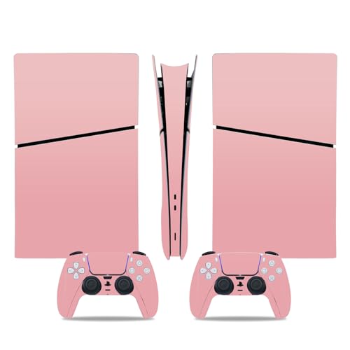 CXWITHY Skin Sticker for PS5 Slim Digital, Full Set Vinyl Decal Cover Wrap for Console and Controller (Pink) - Image 1