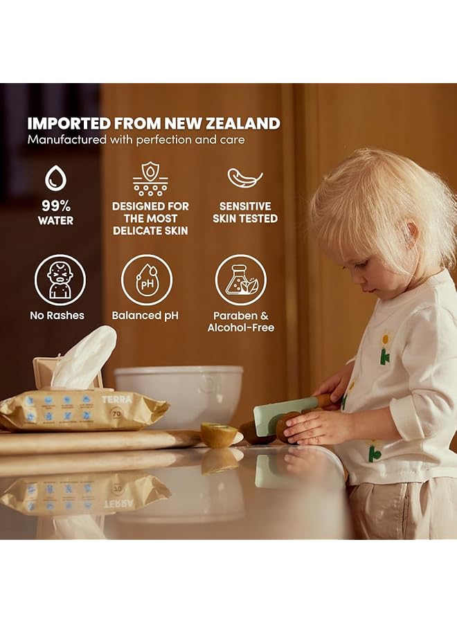 Terra Manuka Honey Baby Wipes 100% Biodegradable Wipes Soft Cleansing Premium Baby Wipes With Chamomile Oil And Vitamin E Travel Pack 70 Wipes (Pack Of 12) - Image 5
