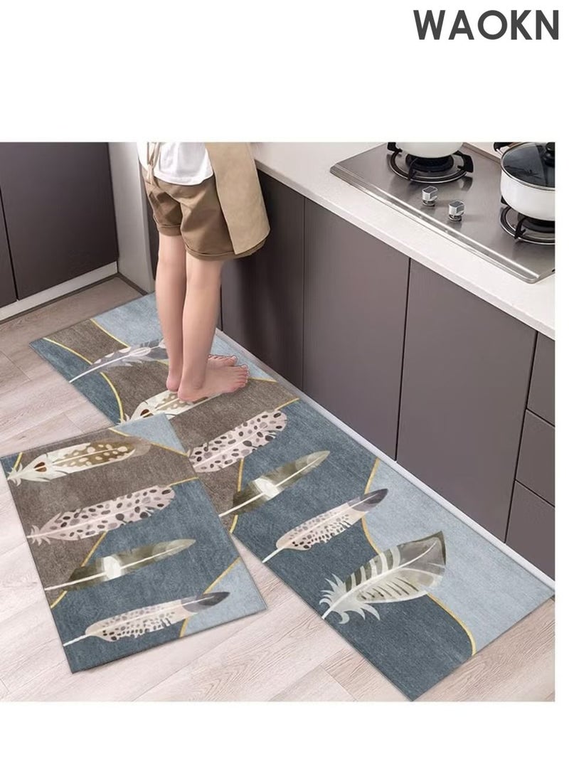 WAOKN 2-Piece Super absorbent soft non-slip quick drying Kitchen Floor Mat Set , Graphene material floor mat , absorbent but non absorbent , easy to clean, soft and comfortable , design for Non-slip , Environmentally friendly and pollution-free. - Image 3