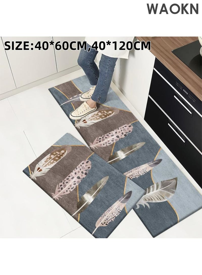 WAOKN 2-Piece Super absorbent soft non-slip quick drying Kitchen Floor Mat Set , Graphene material floor mat , absorbent but non absorbent , easy to clean, soft and comfortable , design for Non-slip , Environmentally friendly and pollution-free. - Image 2