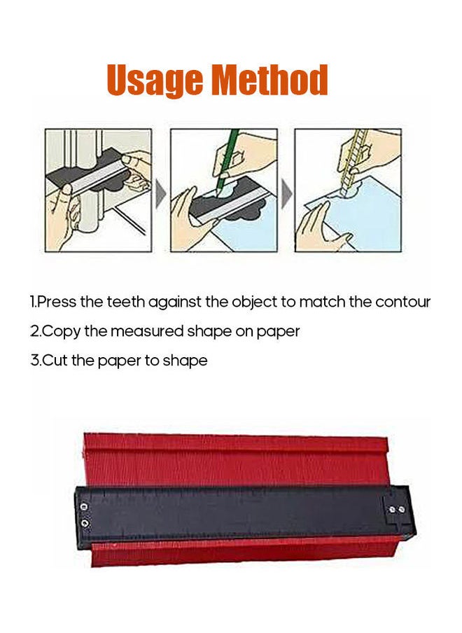 NIBEMINENT - Contour Gauge Measuring Ruler Craftsman Tool For Irregular Shapes Red 27.00 X 2.00 10.00cm - Image 1