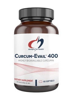designs for health Curcum-Evail 400 - Bioavailable Turmeric Curcumin Supplements - Evail Emulsification Technology - Curcumin C3 Complex with Turmeric Oil + Vitamin E, Non-GMO (60 Softgels)  - Image 1