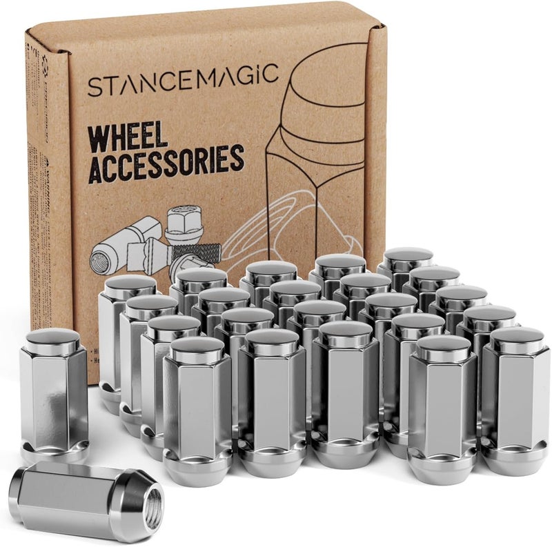 StanceMagic 24pc Silver Chrome Bulge Lug Nuts - Image 1