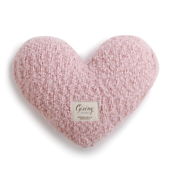 PALE PINK SOFT HEART SHAPED 10 X 11 INCH PLUSH POLYESTER DECORATIVE THROW GIVING PILLOW