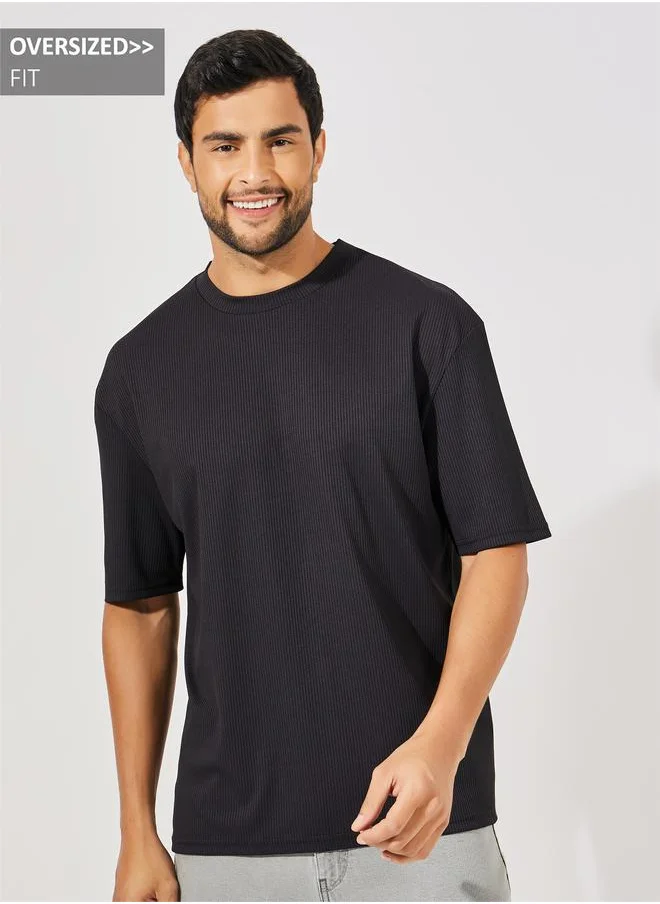ستايلي Ribbed Oversized Heavy Jersey T-Shirt