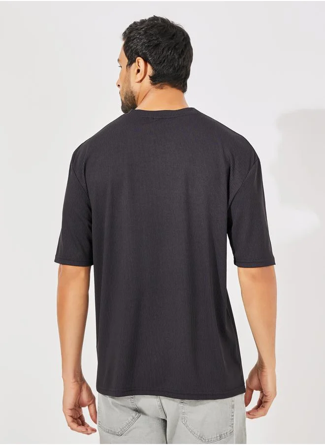ستايلي Ribbed Oversized Heavy Jersey T-Shirt
