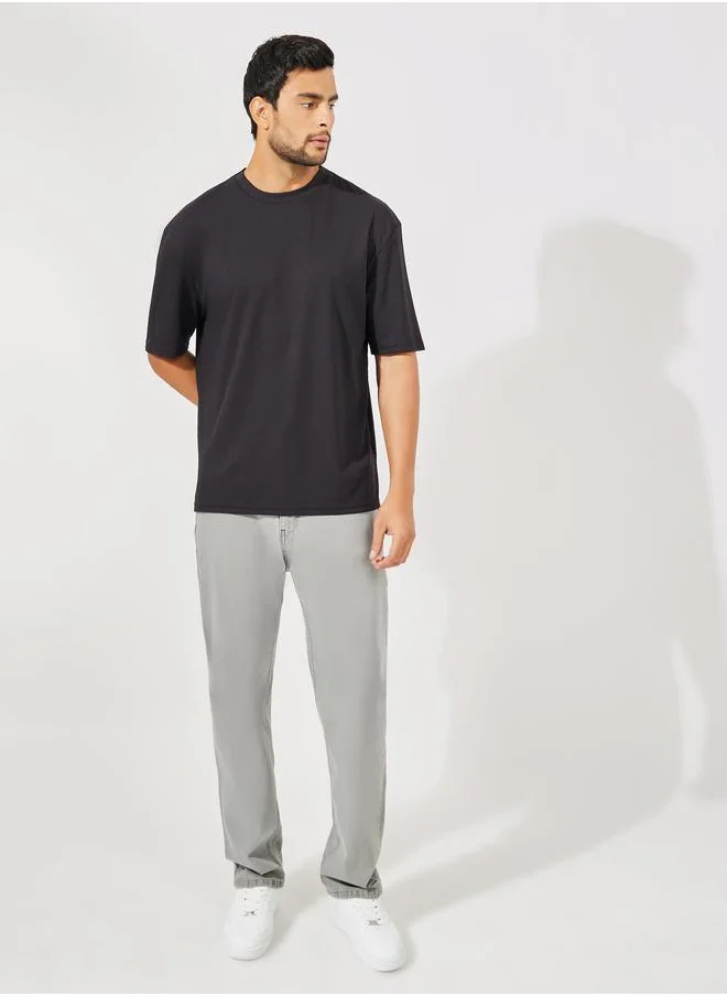 ستايلي Ribbed Oversized Heavy Jersey T-Shirt