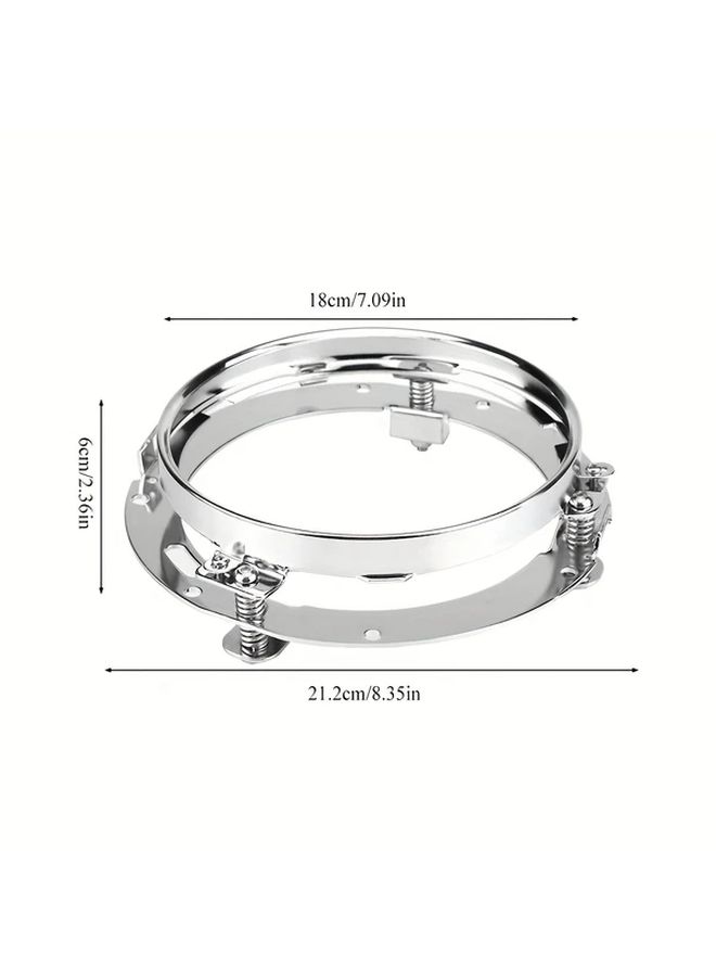 1 Piece 7 Inch Round Silver Adapter Mounting Bracket Ring For Car And Motorcycle - Image 2