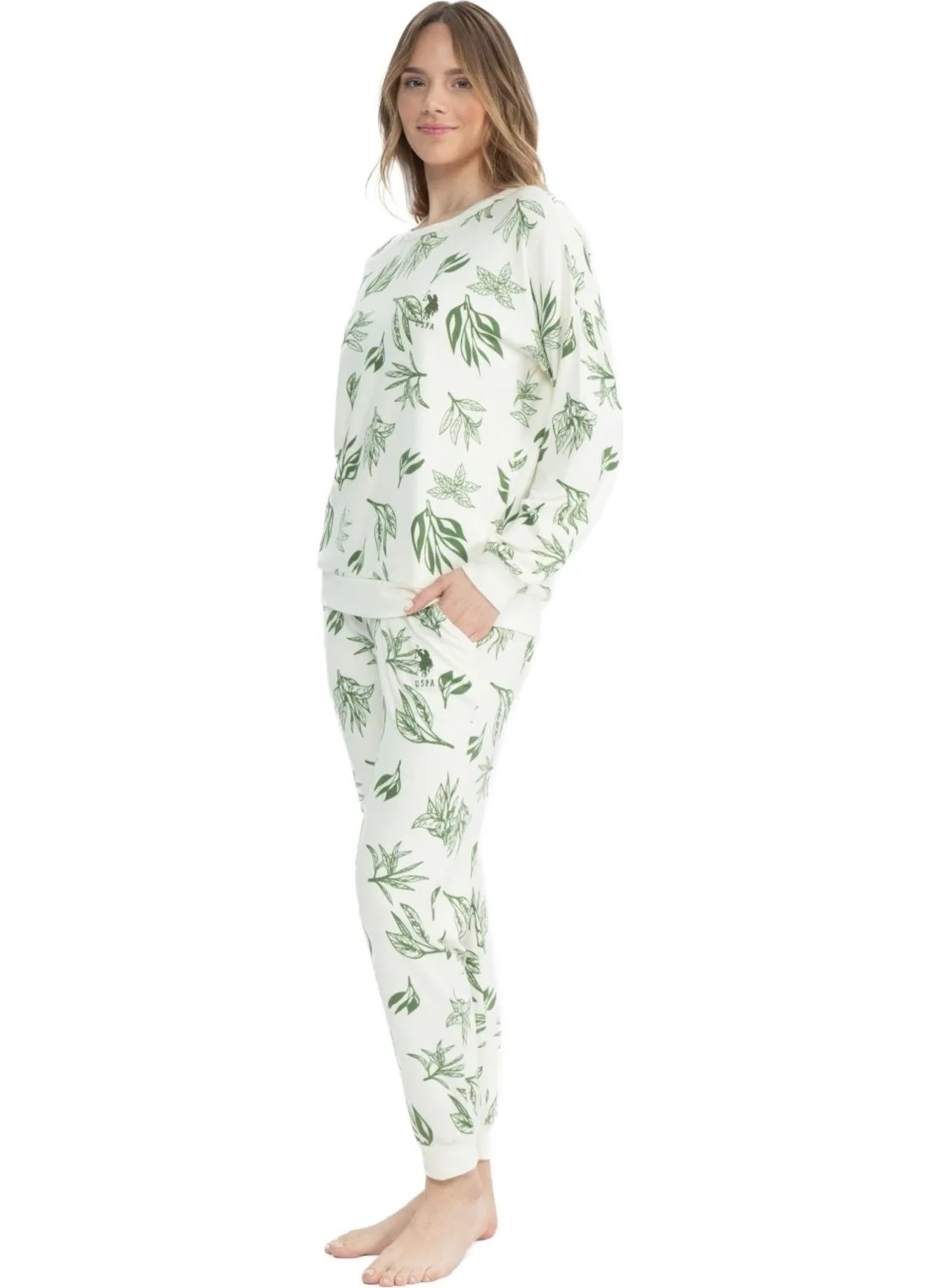 U.S. Polo Assn. 17105 Women's Green Long Sleeve Pajama Set