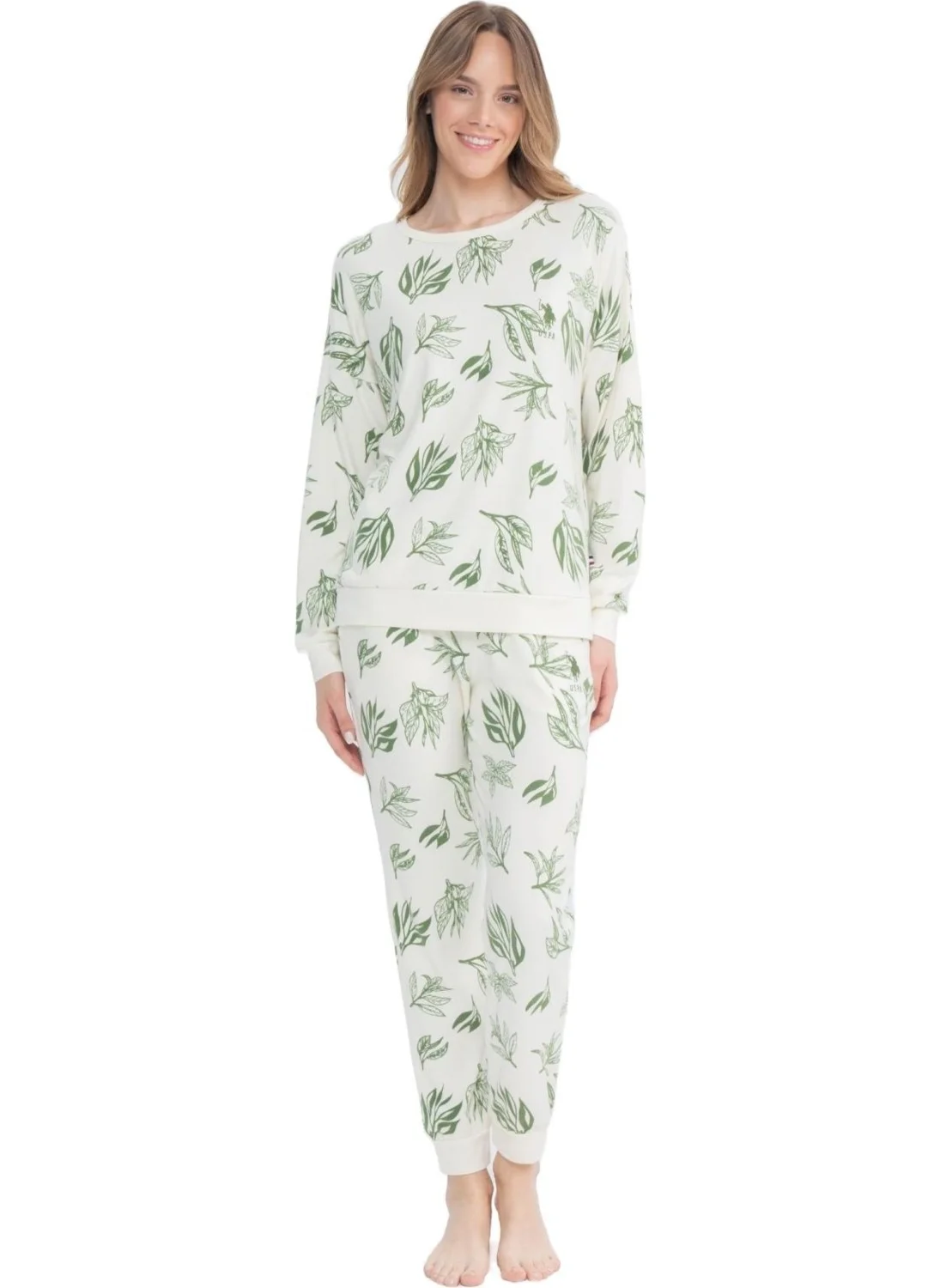 U.S. Polo Assn. 17105 Women's Green Long Sleeve Pajama Set