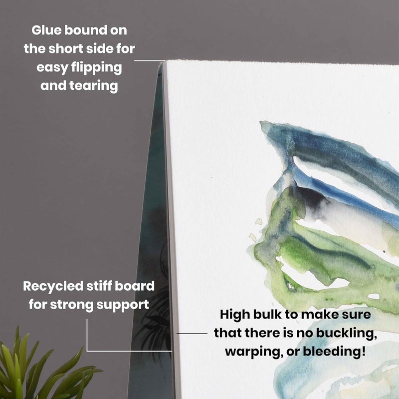 Scholar Watercolour Hot Pressed Paper Pad (Glued) (12 Sheets, 300 GSM Thick Professional Watercolour Paper) (A3) - Image 4