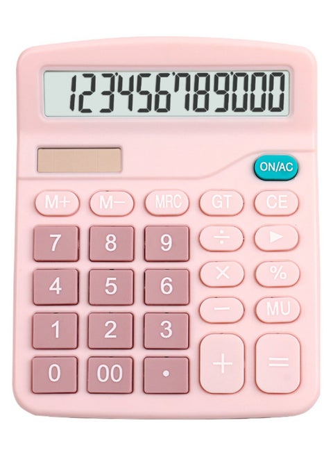 NOVOLAN 12 Digit Calculator Basic Desktop Calculator Solar Practical Calculator Student Calculator Large Lcd Scientific Calculator Non-Slip Oblique View Key Sensitive Office School (Pink)